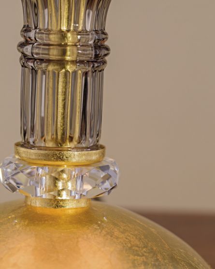 Φωτιστικά Επιτραπέζια-Πορτατίφ Dafne Dafne 109/LM φύλλο χρυσού-golden teak-κρυστάλλινο επιτραπέζιο φωτιστικό-λαμπατέρ-fabric ivory shade Όψη 4